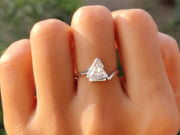 Triangle Solitaire Moissanite Engagement Ring - Silver and White Gold Minimalist Wedding Band - Dainty Gold Ring for Women