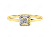 Regal Elegance: Princess Cut Moissanite Ring in Silver and Gold, a Stunning Halo Engagement Ring and Stacking Delight