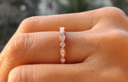 Vintage Marquise Wedding Band - Art Deco Milgrain Moissanite Diamond Ring for Stackable Matching Sets
