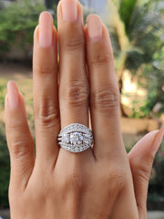Ring Jacket and Round 3 Stone Engagement Ring, Art Deco Wedding Ring Enhancer, wrap guard band