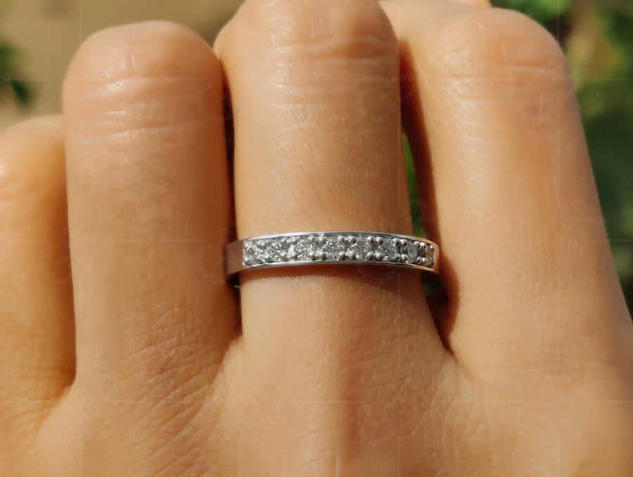 Radiant Moments: Round Moissanite Stackable Wedding Rings for Your Special Day