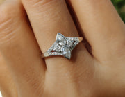  Unique Teardrop Engagement Ring, Split Shank Ring, Promise Rings For Women