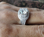 Large Cocktail Ring, Edwardian Filigree Ring, Antique Art Deco Engagement Ring, Vintage Moissanite Ring, Unique Milgrain Rings For Women