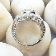 Large Cocktail Ring, Edwardian Filigree Ring, Antique Art Deco Engagement Ring, Vintage Moissanite Ring, Unique Milgrain Rings For Women