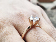 Knife Edge Solitaire Ring, Round Moissanite Engagement Ring, High Profile Ring, Moissanite Solitaire Ring, Rose Gold Promise Rings For Women