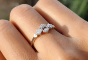 Chic Minimalism: A Unique Moissanite Cluster Pave Ring in Silver and Gold - Embrace Art Deco Style Delicacy