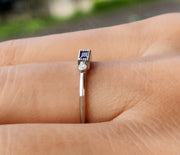 Elegance in Purple: Dainty Amethyst Baguette Ring - A Delicate February Birthstone Ring for Women