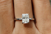 Solitaire Radiant Cut Ring With Hidden Halo, Promise Rings For Women, Colorless Moissanite Ring