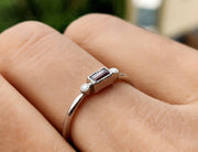 Baguette Alexandrite Birthstone Ring - Bezel Set Stackable Ring for Women