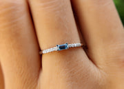 Elegant Swiss Blue Topaz Baguette Ring - December Birthstone Stacking Ring, a Dainty Minimalist Beauty - Delicate Gold Stackable Ring for Women