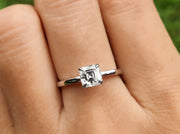 1 Ct Asscher Cut Moissanite Solitaire Engagement Ring, Moissanite Solitaire Ring For Women