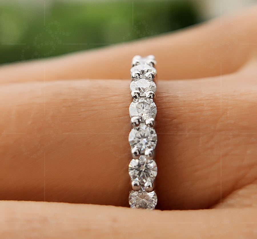 Elegant Round Moissanite Half Eternity Wedding Band for Women - Perfect Moissanite Stackable Rings and Bridal Stacking Matching Band - Classic Anniversary Beauty