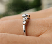 Elegant Moissanite Diamond Scatter Ring - Rubover Stone Bubble Ring with Bezel Set Rain Drop Design - Unique Multi Stone Cluster Minimalist Beauty